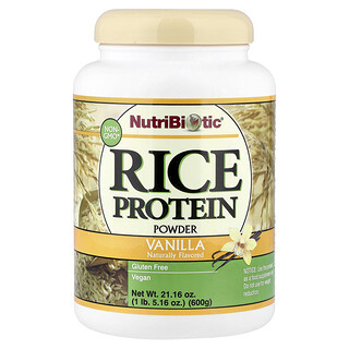 NutriBiotic, 未加工大米蛋白，香草香，1 磅 5.16 盎司（600 克）