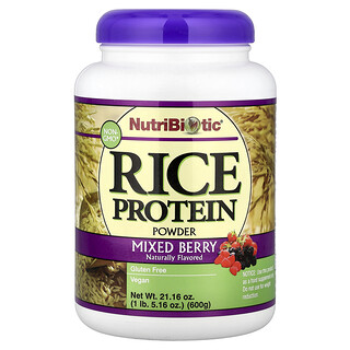 NutriBiotic, Proteína de arroz en polvo, Bayas mixtas, 600 g (1 lb)