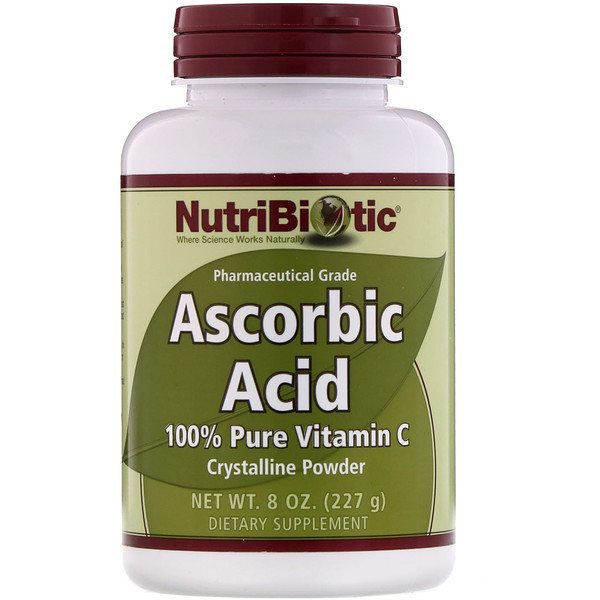 NutriBiotic, Аскорбиновая кислота, 100% чистый витамин C, кристаллический порошок, 8 унций (227 г)