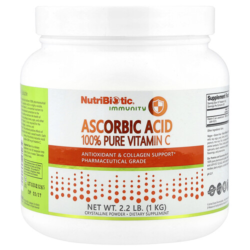 Nutribiotic Immunity, Ascorbic Acid, 100% Pure Vitamin C, Crystalline Powder, 2.2 lb (1 kg)