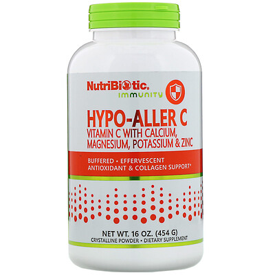 NutriBiotic Immunity, Hypo-Aller C, витамин C с кальцием, магнием, калием и цинком, 454 г (16 унций)