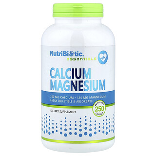 NutriBiotic, Essentials, кальций и магний, 250 капсул