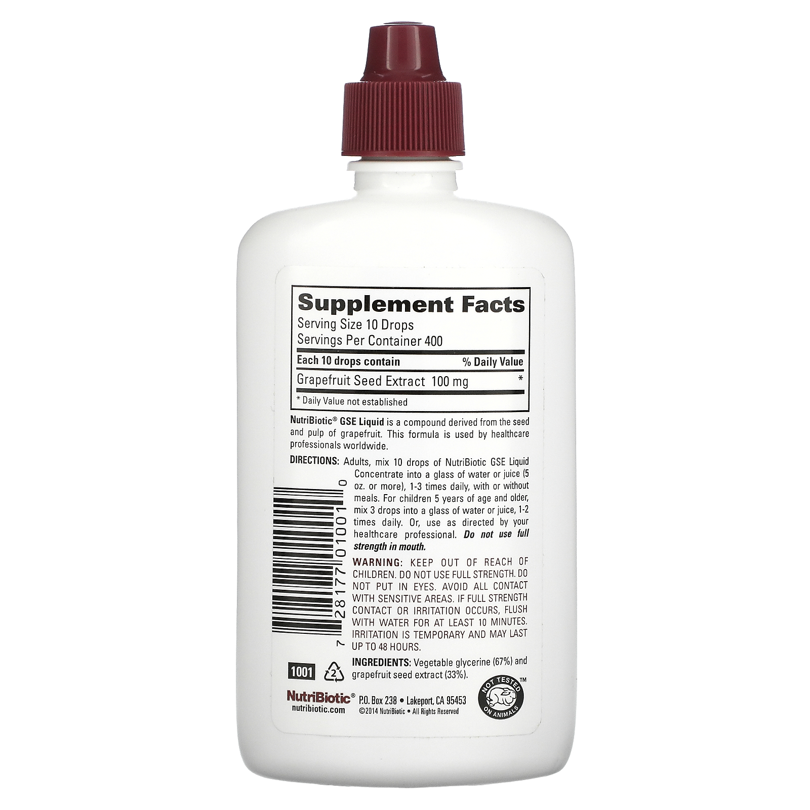 NutriBiotic, Vegan GSE Grapefruit Seed Extract, Liquid Concentrate, 4 ...