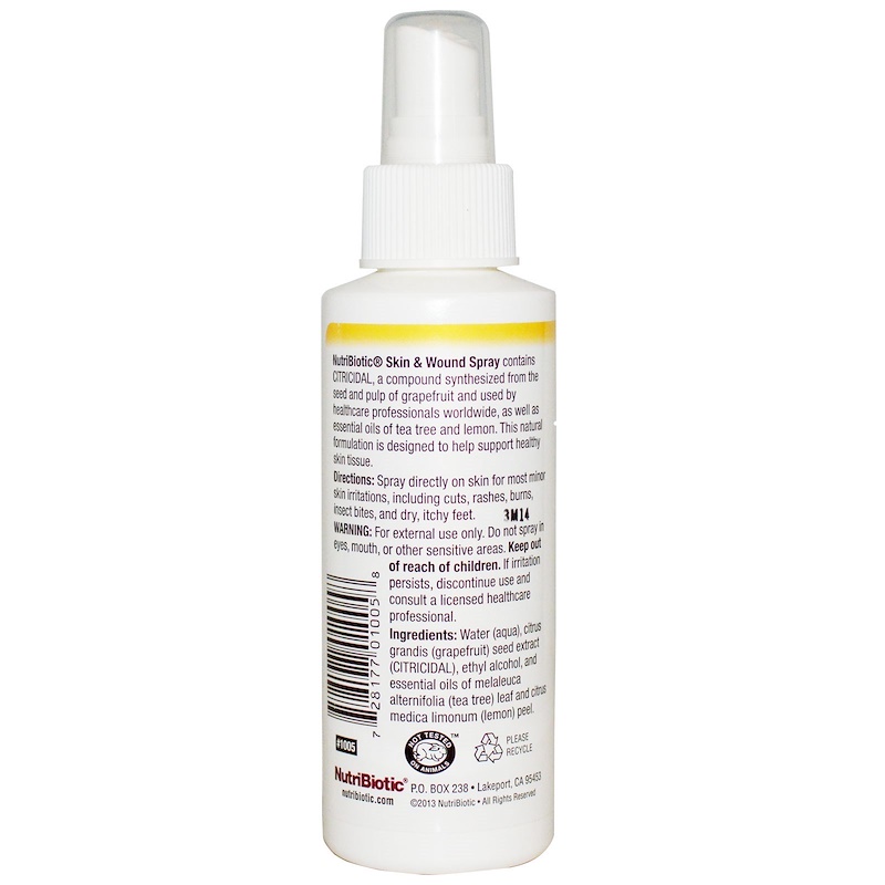 NutriBiotic, Skin & Wound Spray with Grapefruit Seed Extract, 4 fl oz