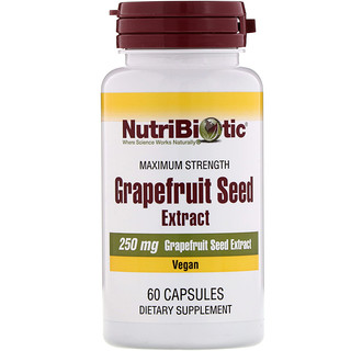 NutriBiotic, Extracto de semilla de pomelo, 250 mg, 60 cápsulas