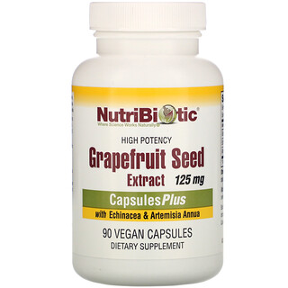 NutriBiotic, 含有紫雛菊和青蒿素的葡萄柚籽萃取精華膠囊，90粒