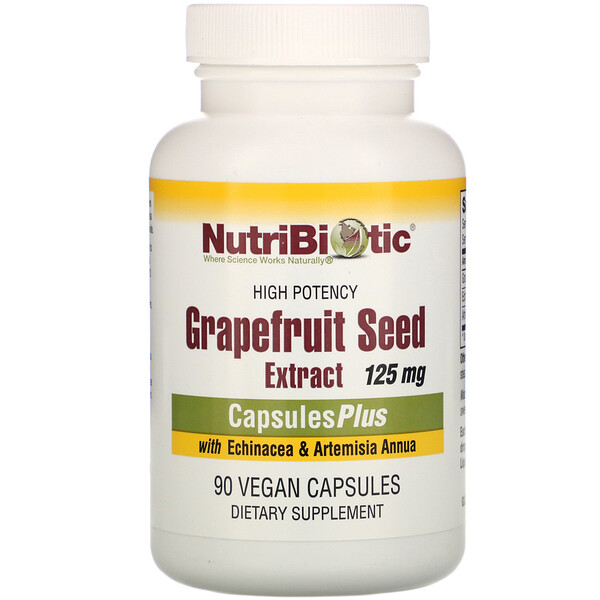 NutriBiotic‏, Grapefruit Seed Extract with Echinacea & Artemisia Annua, High Potency, 125 mg, 90 Vegan Capsules