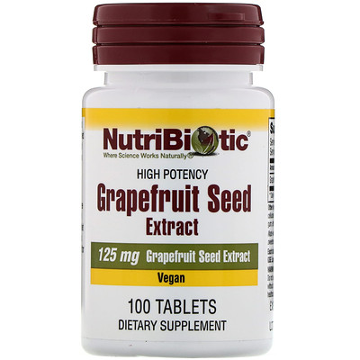 NutriBiotic Семена грейпфрута, экстракт, 125 мг, 100 таблеток