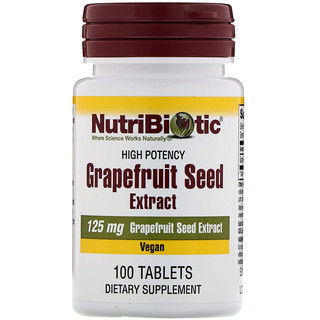NutriBiotic, Grapefruit Seed、エキス、125 mg、100 粒