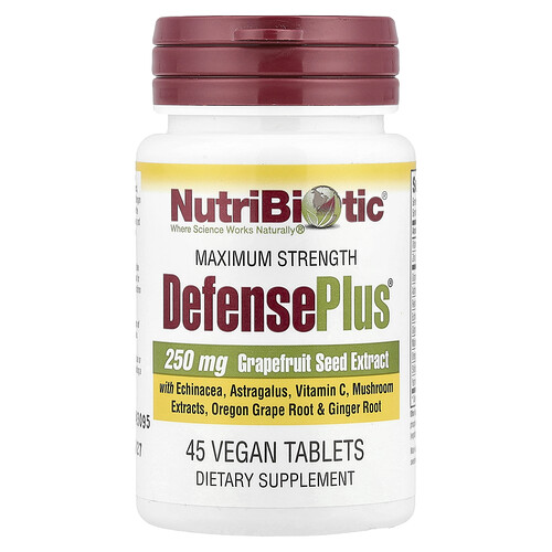 NutriBiotic, DefensePlus, Maximum Strength, Stärkung der Abwehrkräfte, maximale Stärke, 45 vegane Tabletten