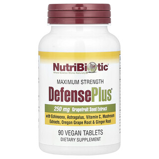 NutriBiotic, DefensePlus®（ディフェンスプラス）、成分増量タイプ、ヴィーガンタブレット90粒