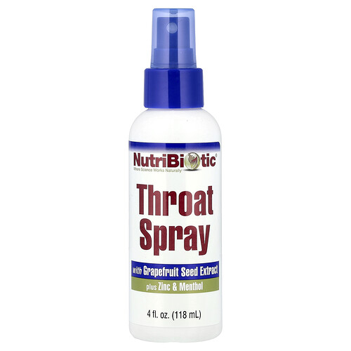 NutriBiotic, Throat Spray with Grapefruit Seed Extract plus Zinc & Menthol, 4 fl oz (118 ml)