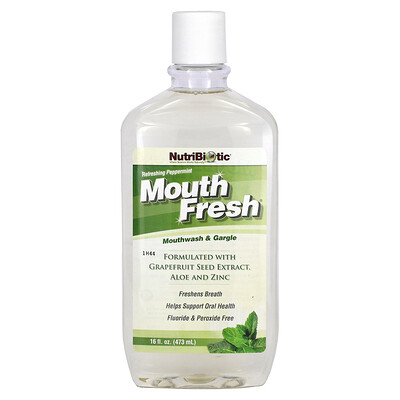 NutriBiotic Mouth Fresh ополаскиватель рта и средство для полоскания горла освежающая перечная мята 16 жидк. унц. (473 мл)