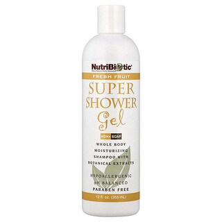 NutriBiotic, Supergel de ducha, Sin jabón, Fruta fresca`` 355 ml (12 oz. Líq.)