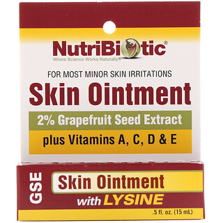 NutriBiotic, Pomada para la piel, 2% extracto de semilla de toronja con lisina, .5 fl oz (15 ml)