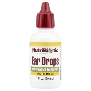 NutriBiotic, Gouttes pour les oreilles à l'extrait de pépins de pamplemousse et à l'huile essentielle de tea tree, 30 ml