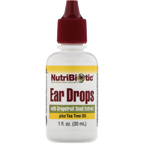 NutriBiotic‏, Ear Drops with Grapefruit Seed Extract plus Tea Tree Oil، 1 أونصة سائلة (30 مل)