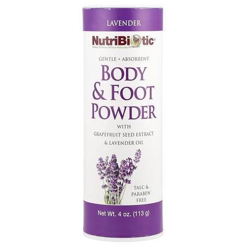 Nutribiotic Body & Foot Powder with Grapefruit Seed Extract & Lavender Oil, Lavender, 4 oz (113 g)