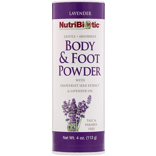 NutriBiotic, Körper- und Fußpuder mit Grapefruitsamen-Extrakt und Lavendelöl, Lavendel, 4 oz (113 g)