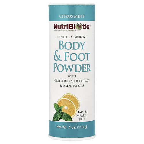 NutriBiotic, Body & Foot Powder with Grapefruit Seed Extract & Essential Oils, Citrus Mint, 4 oz (113 g)