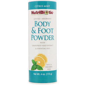 Отзывы о Нутрибиотик, Body & Foot Powder with Grapefruit Seed Extract & Essential Oils, Citrus Mint, 4 oz (113 g)