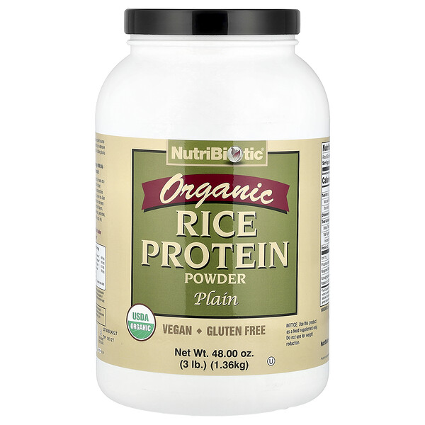 NutriBiotic Organic Rice Protein Powder, Plain, 3 lb (1.36 kg)