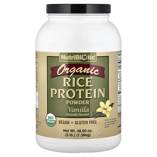 NutriBiotic, Organic Rice Protein Powder, Vanilla, 3 lb (1.36 kg)