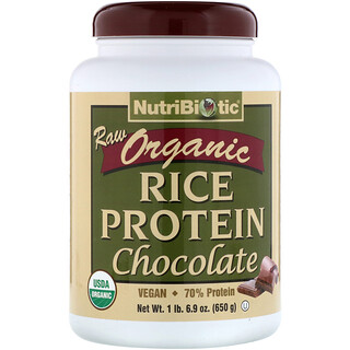 NutriBiotic, Proteína de arroz crudo orgánico, chocolate, 6.9 oz (650 g)