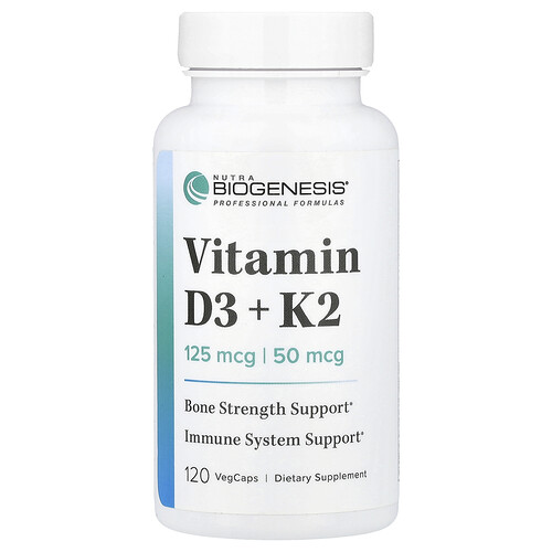 Nutra Biogenesis Vitamin D3 + K2 , 120 VegCaps