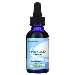 Nutra BioGenesis, Vitamin D3/K2 Emulsion, Emulsion mit Vitamin D3 und K2, 30 ml (1 fl. oz.)