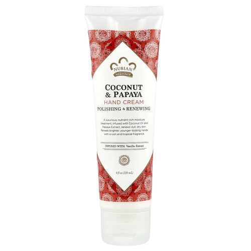 Nubian Heritage Hand Cream, Coconut & Papaya, 4 fl oz (118 ml)