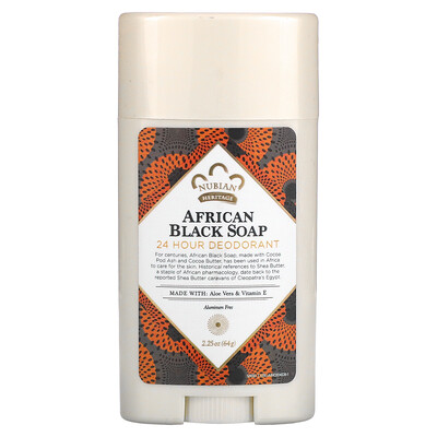 Nubian Heritage Дезодорант с защитой 24 часа, африканское черное мыло, 64 г