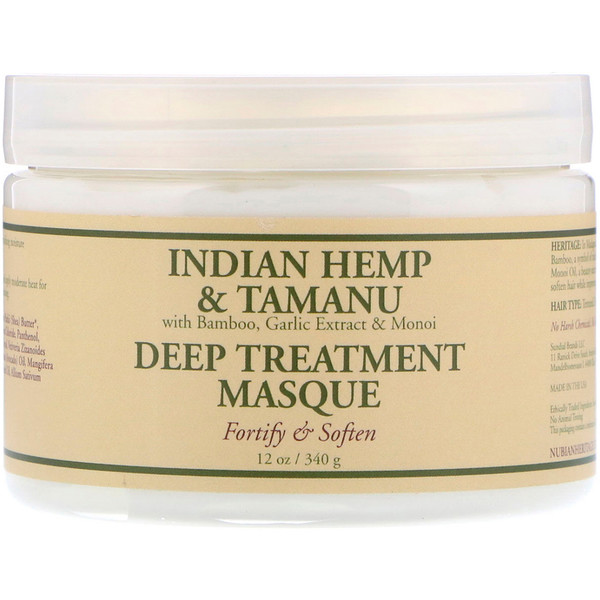 Nubian Heritage, Máscara de Tratamento Profundo, Cãnhamo Indiano e Tamanu, 12 oz (340 g) (Discontinued Item) 
