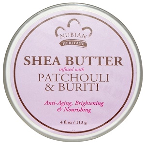 Nubian Heritage, Shea Butter Infused with Patchouli & Buriti, 4 fl oz (113 g) Масло масляного дерева с добавлением Пачули и Бурити, 4 жидкие унции (113 г)