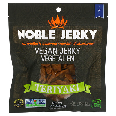 Купить Noble Jerky Вегетарианское вяленое мясо, терияки, 2, 47 унции (70 г)