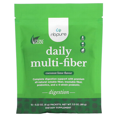 

NB Pure Daily Multi-Fiber, кокос и лайм, 15 пакетиков по 6 г (0,22 унции)