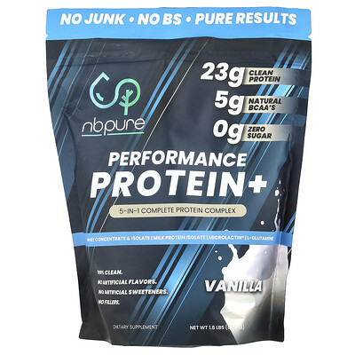 NB Pure, Proteína para el rendimiento+, Vainilla, 837,5 g (1,8 lb)