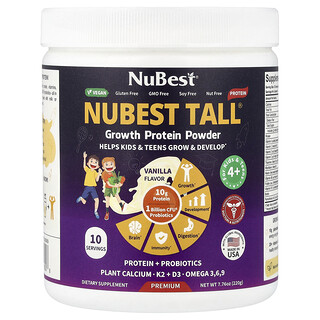 NuBest, Nubest Tall®, Growth Protein Powder, For Kids & Teens 4 +, Vanilla, 7.76 oz (220 g )