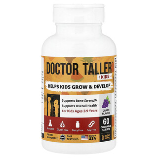 نوبيست‏, Doctor Taller ™ ، للأطفال بعمر 2-9 سنوات ، بنكهة العنب ، 60 قرصًا قابلًا للمضغ