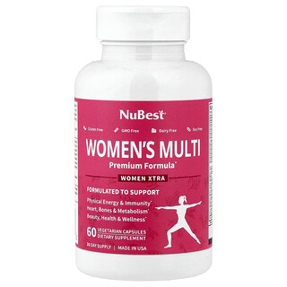 NuBest, Suplemento multivitamínico para mujeres, 60 cápsulas vegetales