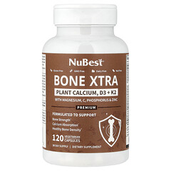 Bone Xtra, рослинний кальцій, D3 + K2, 120 вегетаріанських капсул
