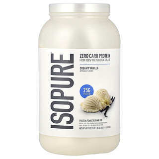 Isopure, Zero Carb化合物，蛋白质粉，奶油香草，3 磅（1.36 千克）