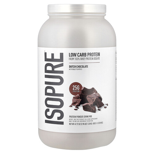Isopure, Low-Carb-Proteinpulver, niederländische Schokolade, 1,35 kg (2,98 lb)