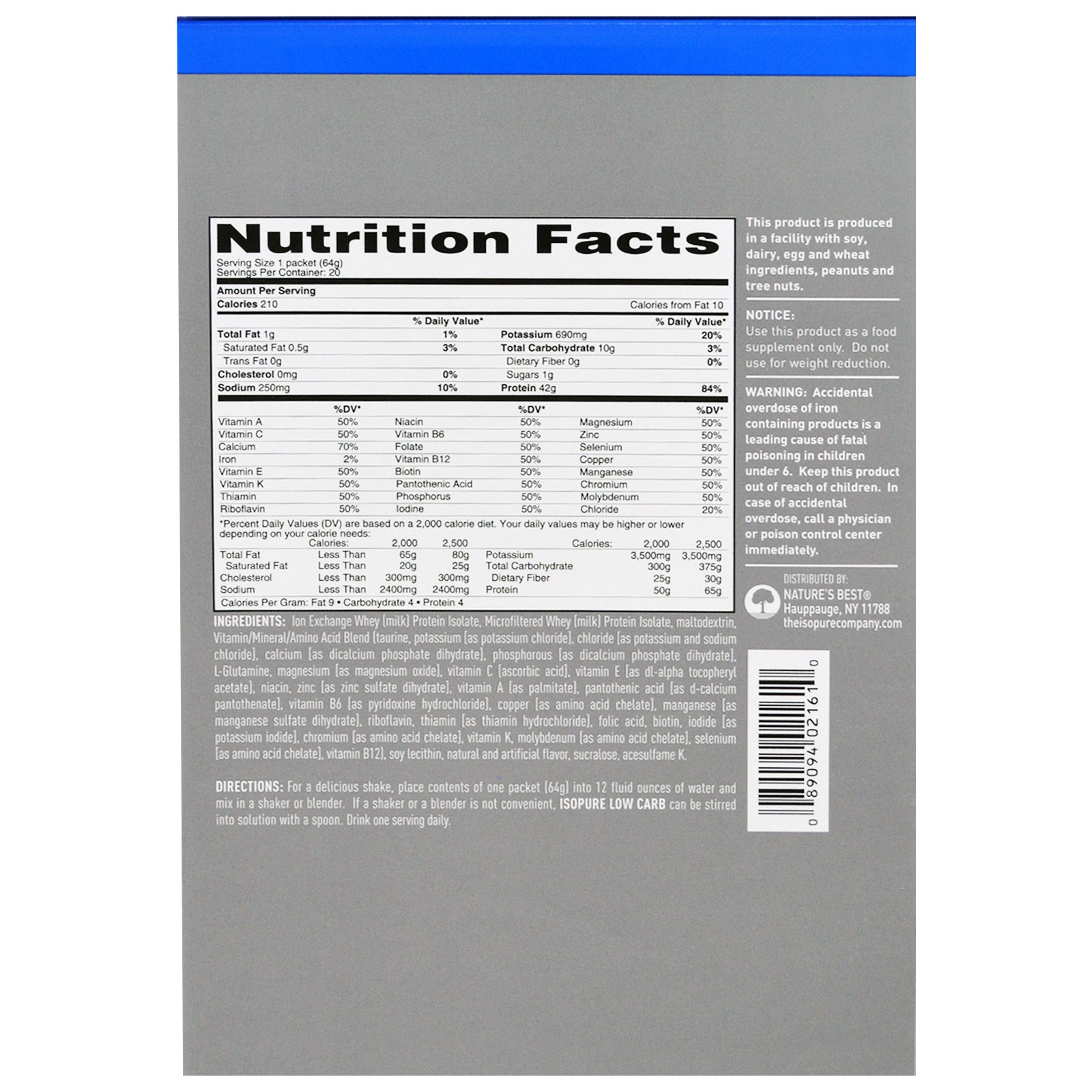 Isopure Drink Nutrition Label Nutrition Ftempo