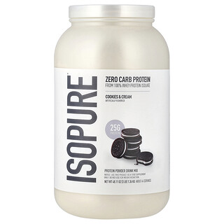 Isopure‏, Zero Carb, אבקת חלבון, קרם עוגיות, 1.36 ק"ג