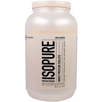 Isopure Изолят сывороточного белка, протеиновый порошок, без вкусовых добавок, 1,36 кг (3 фунта)