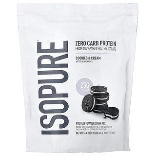 Isopure, 零碳水化合物蛋白质粉，曲奇乳油味，1.02 磅（465 克）