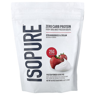 Isopure, 零碳水化合物蛋白质粉，草莓和奶油味，1.06 磅（480 克）