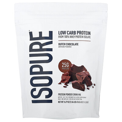 Product Image for Isopure, Low Carb Protein Powder, Dutch Chocolate, 1.04 lb (476 g)