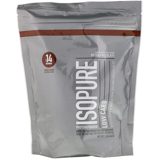Isopure, Протеиновый порошок с низким содержанием углеводов, голландский шоколад, 1 фунт (454 г)